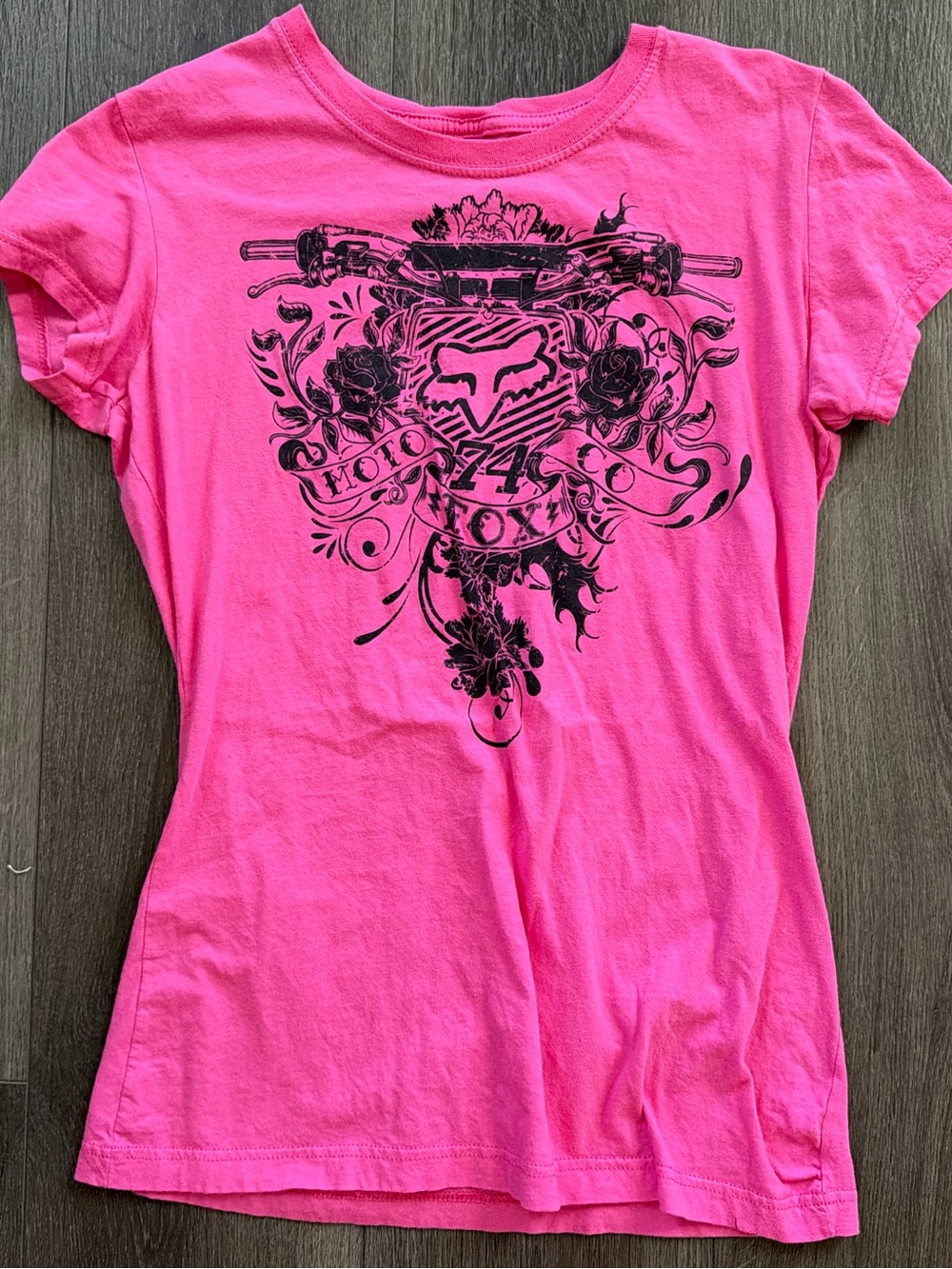 Women’s Fox Hot Pink Short Sleeve Moto Graphic Tee L